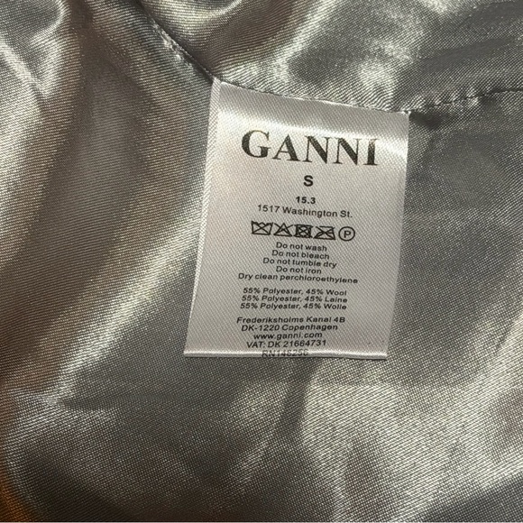 GANNI TEDDY Belted Wrap Coat Tweed Boucle Wool Blend - Size Small - Picture 9 of 10